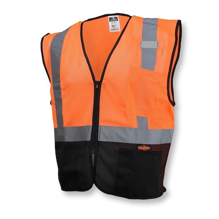 Radians Hi-Vis Econ Blk Bot Mesh Safety Vest-Org/Blk-3X SV3B-2ZOM-3X
